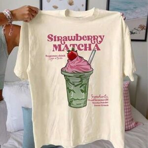 Strawberry Matcha Graphic T-Shirt Size L
